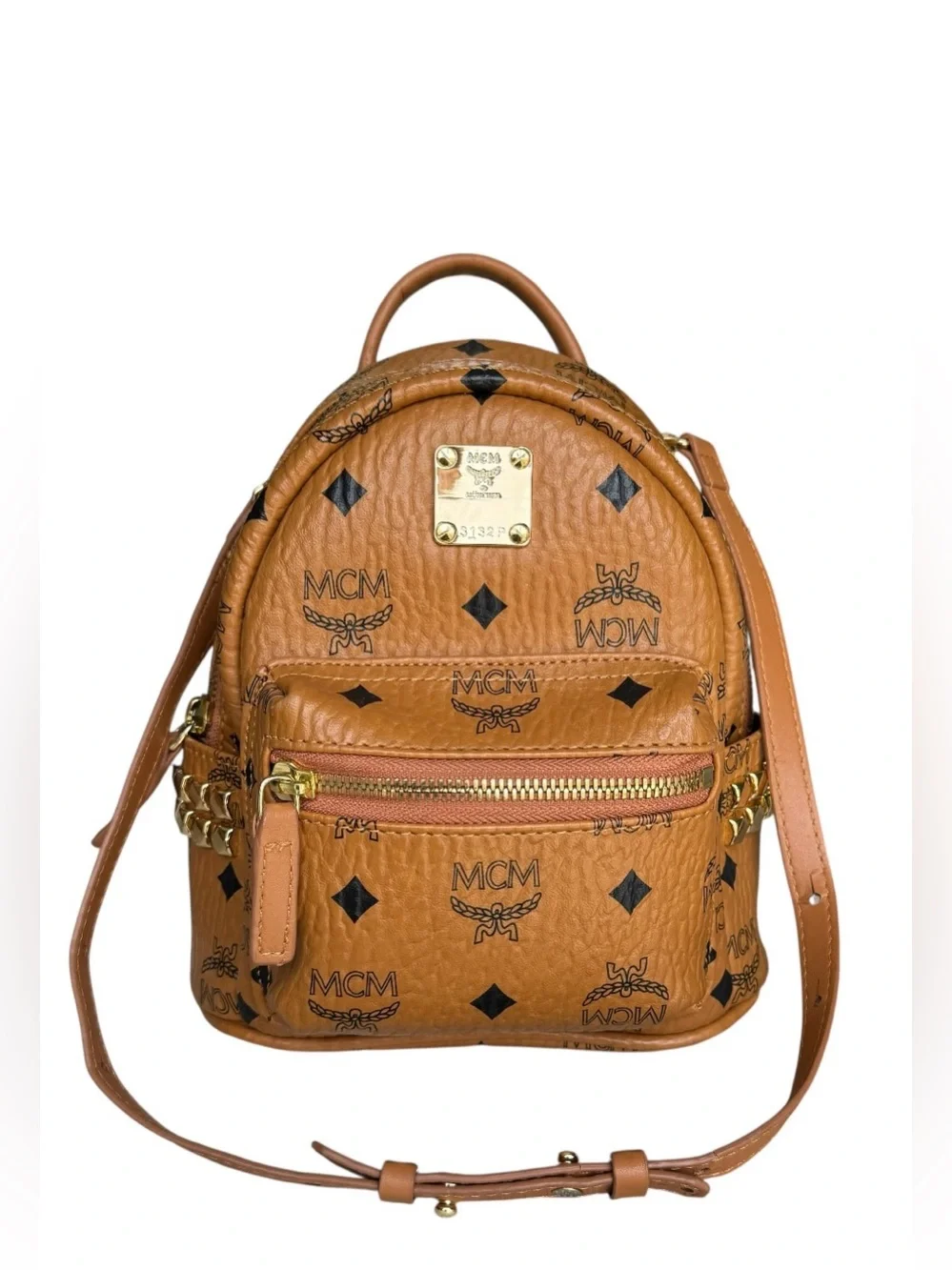 MCM Visetos Stark Bebe Boo Studs Mini Backpack Crossbody